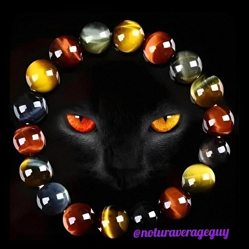 🆕 FULL OF FIRE TIGER'S EYE POLISHED REAL STONE 8MM BEAD BRACELET